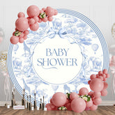 Aperturee - Aperturee Blue Wild Animlas Bow Round Baby Shower Backdrop